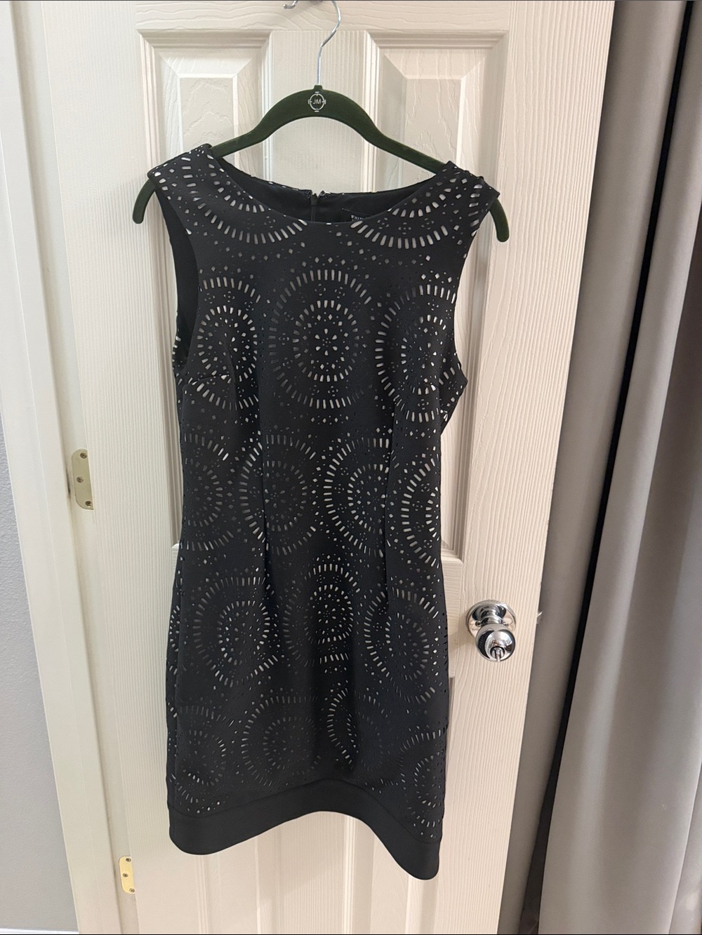 White House Black Market Black Laser-Cut Sleeveless Shift Dress
